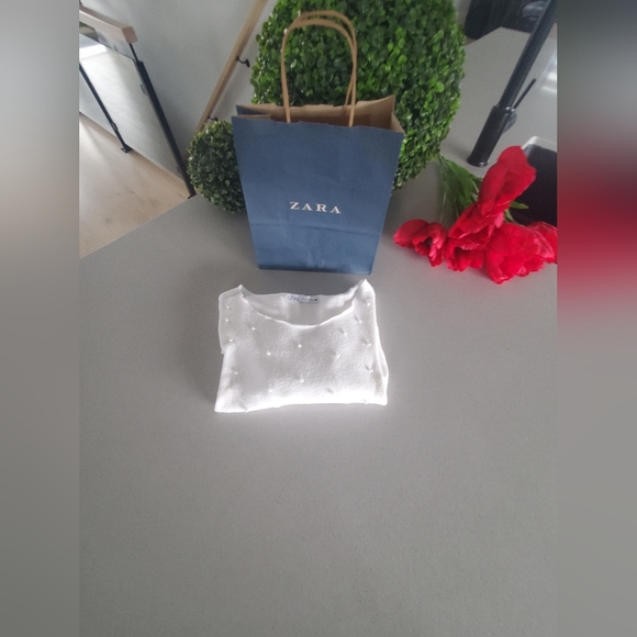 ZARA Beau tricot léger à manches longues blanc uni avec jolies perles - Picture 6 of 6